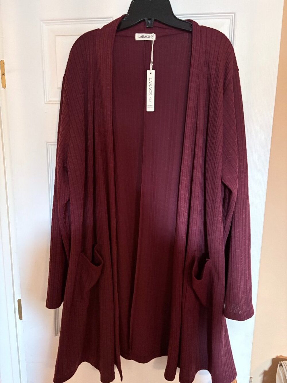 LARACE Open Front Knit Cardigan with Pockets